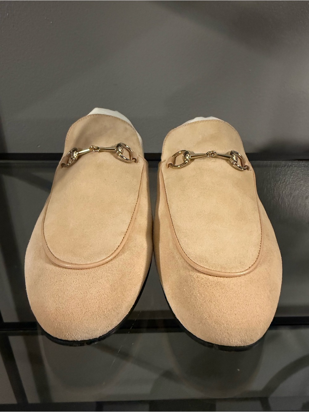 Gucci Dusty Rose (Beige) Suede Horsebit Mules